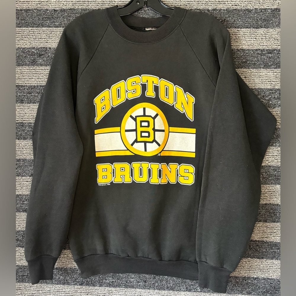 Vintage 1988 Trench Boston Bruins NHL Hockey Crewneck Sweatshirt Men’s Medium